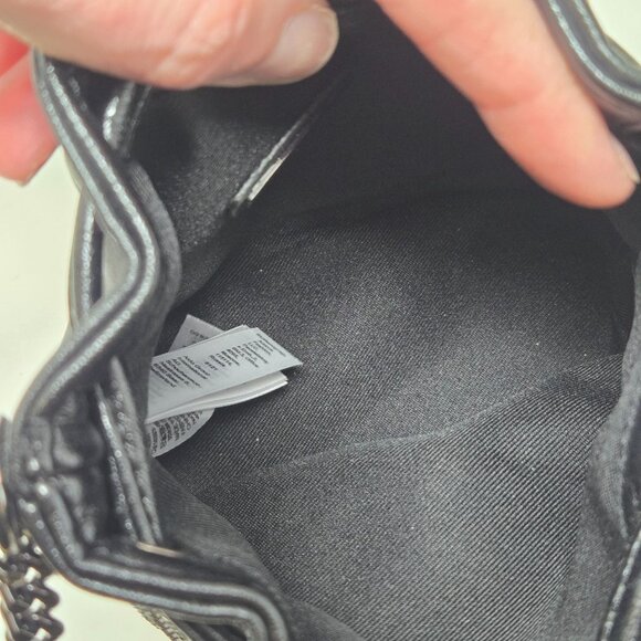 Aldo Mackie Black Faux Leather Bucket Bag Rhinestone Fringe Festival Party - Picture 11 of 13